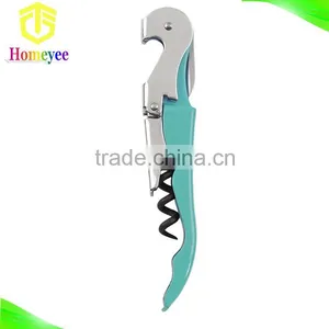 Green Corkscrew Double Hinged Waiters Manual Wine Key Bottle Opener With Foil Cutter thumbnail-1