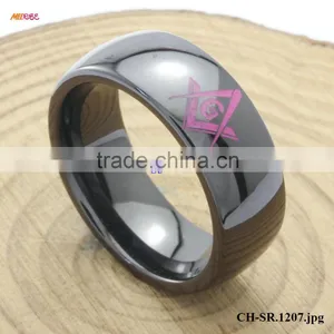 Unique Domed Titanium Ring Pink Masonic High Tech Wedding Rings On Sales thumbnail-1