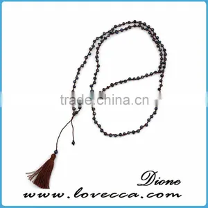 Colorful Tassel Necklace With Wooden Beads Gemstone Amulet Pendant Jewelry thumbnail-6