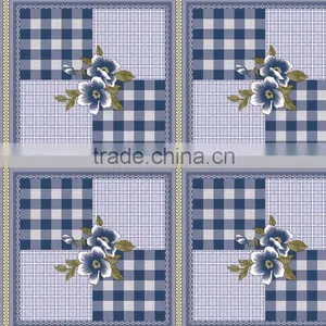 Printed Floral and Checked Design PEVA Table Cloth With Lace/wave/straight Edge thumbnail-1