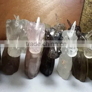 Wholesale Natural Rock Quartz Stone Carving Unicorn for Gifts thumbnail-2