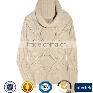 100% Cashmere Sweater Cable Knit Pattern Designs For Women thumbnail-1