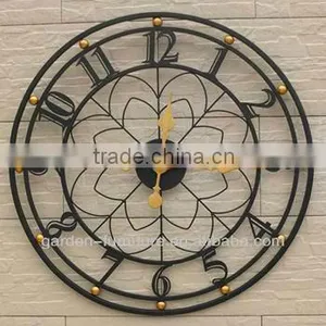 Factory Wholesale Handmade Craft Antique Industrial Round Digital Metal Wall Clock Wrought Iron Clocks thumbnail-1