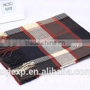 Unisex Knitted Check Tassels Acrylic Scarf thumbnail-2