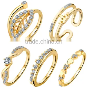 Crystal Gold/silver Plated Dubai Rings Jewelry 5pc Ring Knuckle Set thumbnail-6