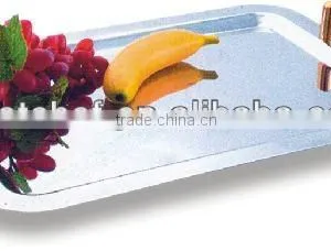 Stainless Steel Rect Mirror Tray With Stackable Golden Handle thumbnail-1