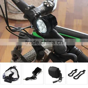 7 LED Rechargble Cycling Front Light 3 Modes 10500lm Headlamp With Lithium Battery Pack - US/EU Plug Camping Bike Accessories thumbnail-1