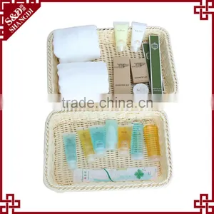 Cheap Wholesales Plastic Rattan Weaving Basket for Hotel Toiletry Storage thumbnail-1