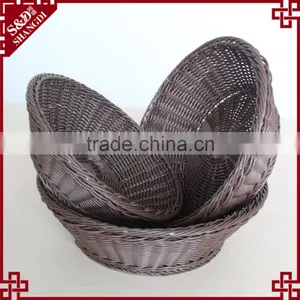 Handweaved Strong Functional Rattan Round Bread Fruit Basket for Supermarket thumbnail-2
