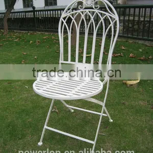 Gothic Style Folding Metal Round Chair Antique Wrought Iron thumbnail-1