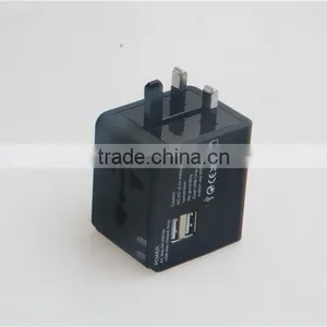 All in One World Wide Universal AC Adapter Travel Wall Adapter (US / UK / EU / AU) With Dual USB Ports of 2100MA thumbnail-2