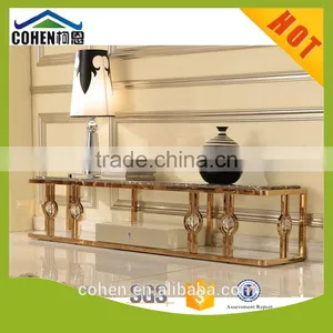 E818G Luxury Golden Stylish Marble TV Stand Unit Design for Modern Living Room Set thumbnail-1