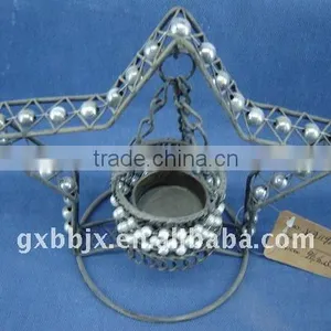 White Pearl Black Wire Star Shape Decorative Candlestick Craft thumbnail-1