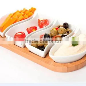 Four Sets Ceramic Food Serving Dish With Wood Stand thumbnail-1