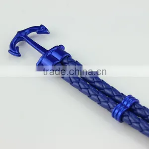Wholesale Handmade Leather Anchor Bracelet for Men thumbnail-3