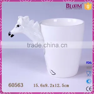 Modern Simple Ceramic Horse Animal White Coffee Mug thumbnail-3