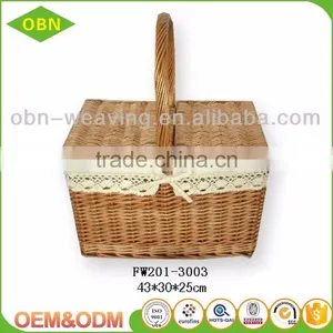 Custom Natural Wicker Basket Cheap Picnic Basket and Gift Basket With Handle thumbnail-1