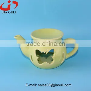 Easter Decoration With Butterfly Hollow Out Teapot Shape Oil Diffuser, Ceramic Oil Burner thumbnail-1