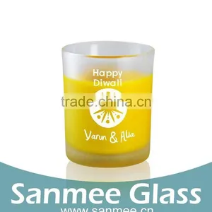 Round Gift Set Frosted Lemon Decal Glass Candle Holder thumbnail-2