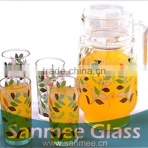 Drinking Glass Water Set GlassJug And Cups Glass Jug Set thumbnail-1