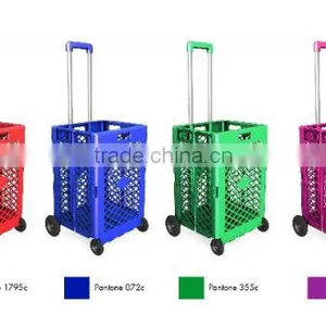 Four Wheel Plastic Folding Shopping Cart thumbnail-1