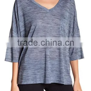 Sport T-shirts Cricket Girls Short Sleeve Tops Tees Women 3/4 Sleeve V-Neck Pocket Tee Shirts thumbnail-4
