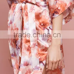 Japanese Silk Robes Ladies Fashion Satin Sleepwear Wholesale Custom Made Floral Silk Kimono Robes for Women thumbnail-4