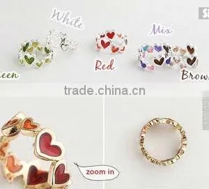 Fashion Enamel Heart Rings, Fashion Gold Color Plating Rings, Elegant Korea Rings thumbnail-1
