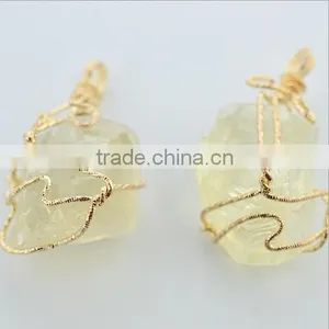 White Quartz Stone Pendant Charms Diy Wire Wrapped Quartz Pendant Jewelry Component 2016 thumbnail-3