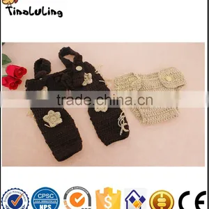 NPT50 Tinaluling Newborn Baby Photography Prop Handmade Crochet Knit Cowboy Hat Boots Clothes thumbnail-4