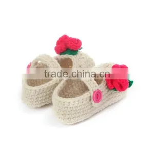 Flower Button Style Free Pattern Crochet Baby Girls Shoes thumbnail-3