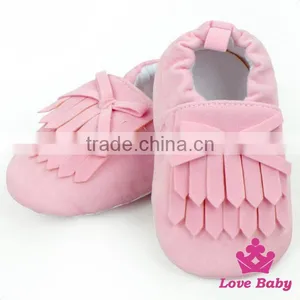 Solid Pink Color Newborn Baby Shoes Girl Fancy Baby Girls Prewalker Shoes Wholesale Kids Shoes Baby Moccasins thumbnail-3