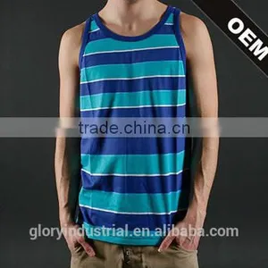 100% Cotton Stripe Gym Tank Top Men thumbnail-1