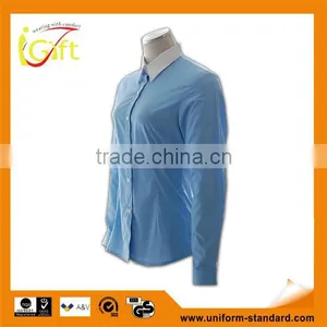 ISO 9001 Audit Factory Stiff Collar T/C Women Office Shirt thumbnail-1