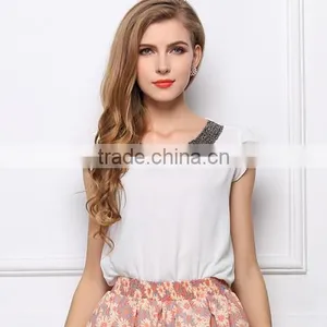 Chiffon Short Sleeve Blouses Woman Blouses and Tops thumbnail-1