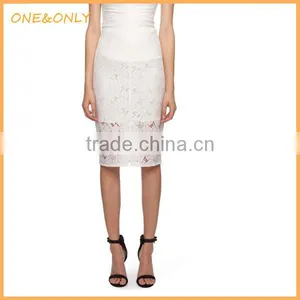 Fashion White Lace Pencil Skirt thumbnail-1