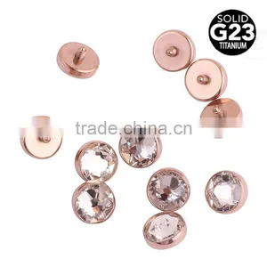 G23 Solid Titanium Dermal Piercing Body Jewelry Silver Gold Rose Gold High Quality Press Fit Diamond Jewelry thumbnail-1