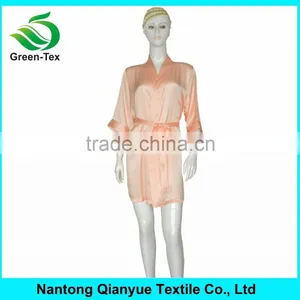 High Quantity Peach Silk Kimono Robe For Women thumbnail-1