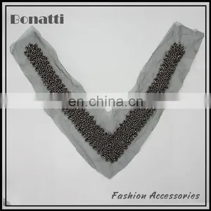Fashion V Shaped Beaded Mesh Collar Trim by Hand Sewing thumbnail-1