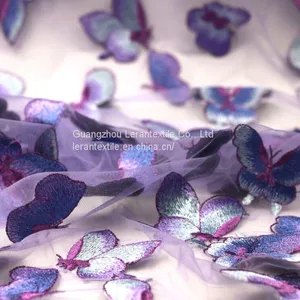 Factory Direct Butterfly Patch Embroidered Mesh Net Lace Fabric for Dress thumbnail-2