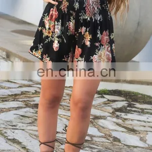 Floral Print Shorts Elastic Waistband Sexy Hot Beach Shorts Women thumbnail-2