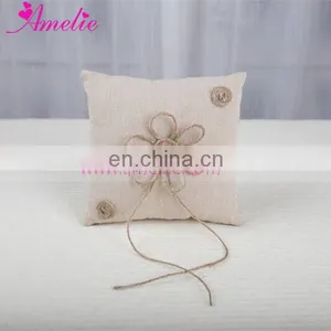 New Western Style Linen Material Wedding Ring Pillow Flower Basket Guestbook and Penholder 4pcs Set thumbnail-4
