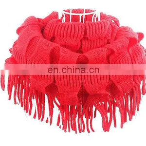 Wholesale Hot Sell Street Fashion Style Mix Color Knit Loop Scarf With Tassel thumbnail-2