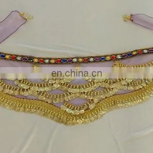 High Quality Organza Gold Coin Belly Dance Hip Scarf With Gradient Color Y-2053# thumbnail-5