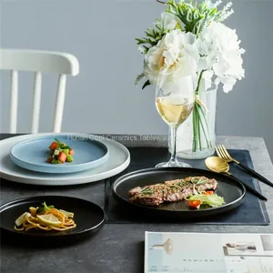Hot Selling Cheap Prices Pasta Dish Black White Ceramic Plates for Home , Restaurant thumbnail-3