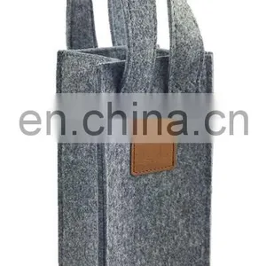 Eco-friendly Wine Holder Bag Felt Printed Christmas Logo Leather Cutting Logo thumbnail-3