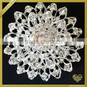 Metal Alloy Crystal Rhinestone Snowflake Brooch Pin Wedding Brooches Pins FB-024 thumbnail-2