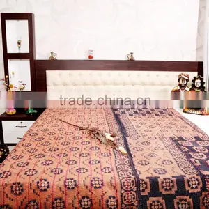 Indian Kantha Quilt Cotton Reversible Bedspread Throw Decorative Vintage Ethnic Bed Cover thumbnail-1