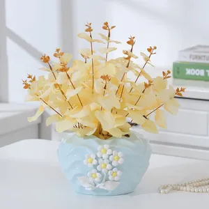European Print Simple Creative Fashion Fresh Blue White Ceramic Vase For Hallway Decor thumbnail-2
