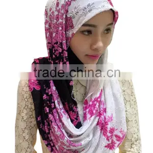 Colorful Beautiful LACE Gorgeous Muslim Long Scarf thumbnail-1